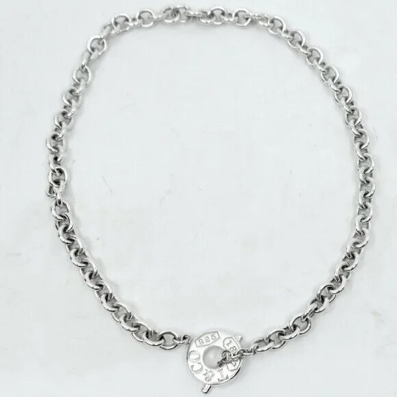 TIFFANY & CO~1837 T&C 925~STERLING SILVER HEAVY CHAIN LINK NECKLACE TOGGLE CLASP - Picture 10 of 10
